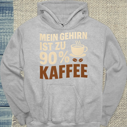 Hoodie - Mein Gehirn ist zu 90 % Kaffee - Unisex - Kaffee Grau