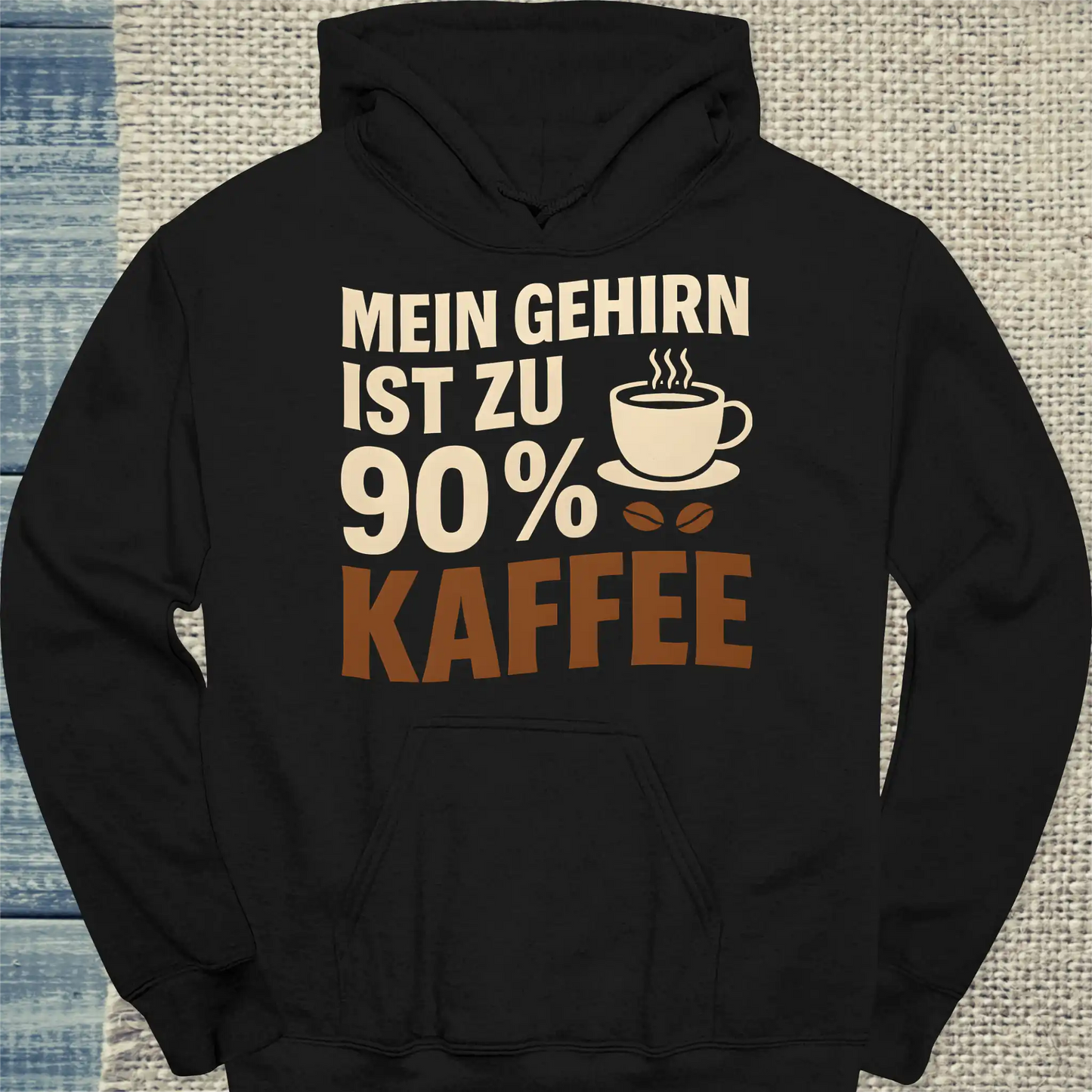 Hoodie - Mein Gehirn ist zu 90 % Kaffee - Unisex - Kaffee Schwarz