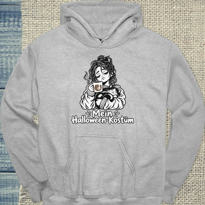 Hoodie - Mein Halloween-Kostüm - Unisex - Katze & Kaffee, Halloween Grau
