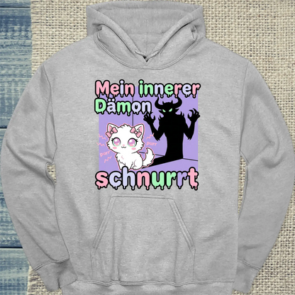 Hoodie - Mein innerer Dämon schnurrt - Unisex - Katze Grau