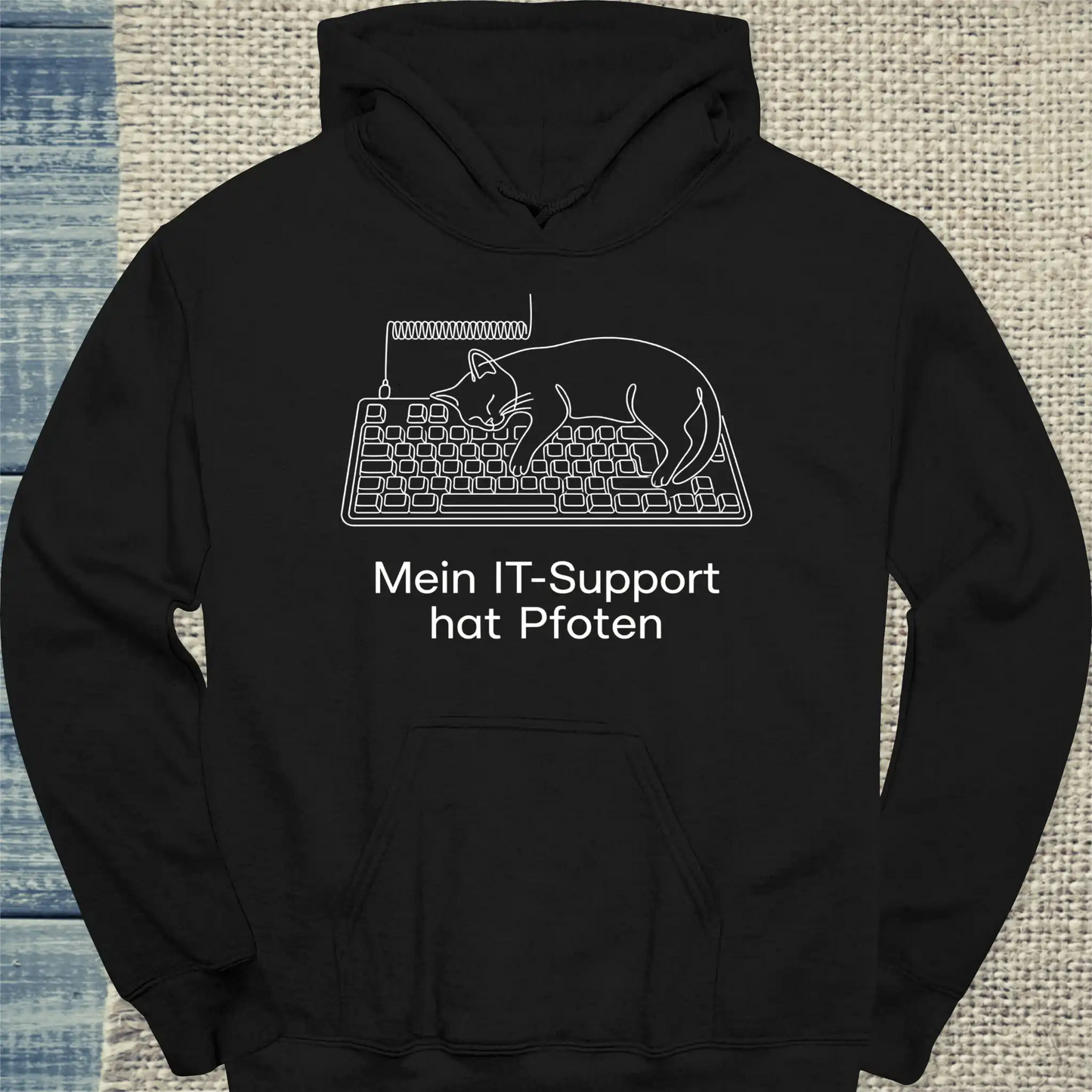 Hoodie - Mein IT-Support hat Pfoten - Unisex - Katze Schwarz