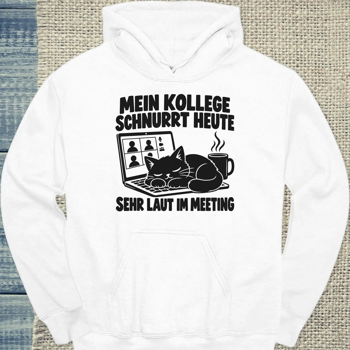 Hoodie - MEIN KOLLEGE SCHNURRT HEUTE - Unisex - Katze Weiß