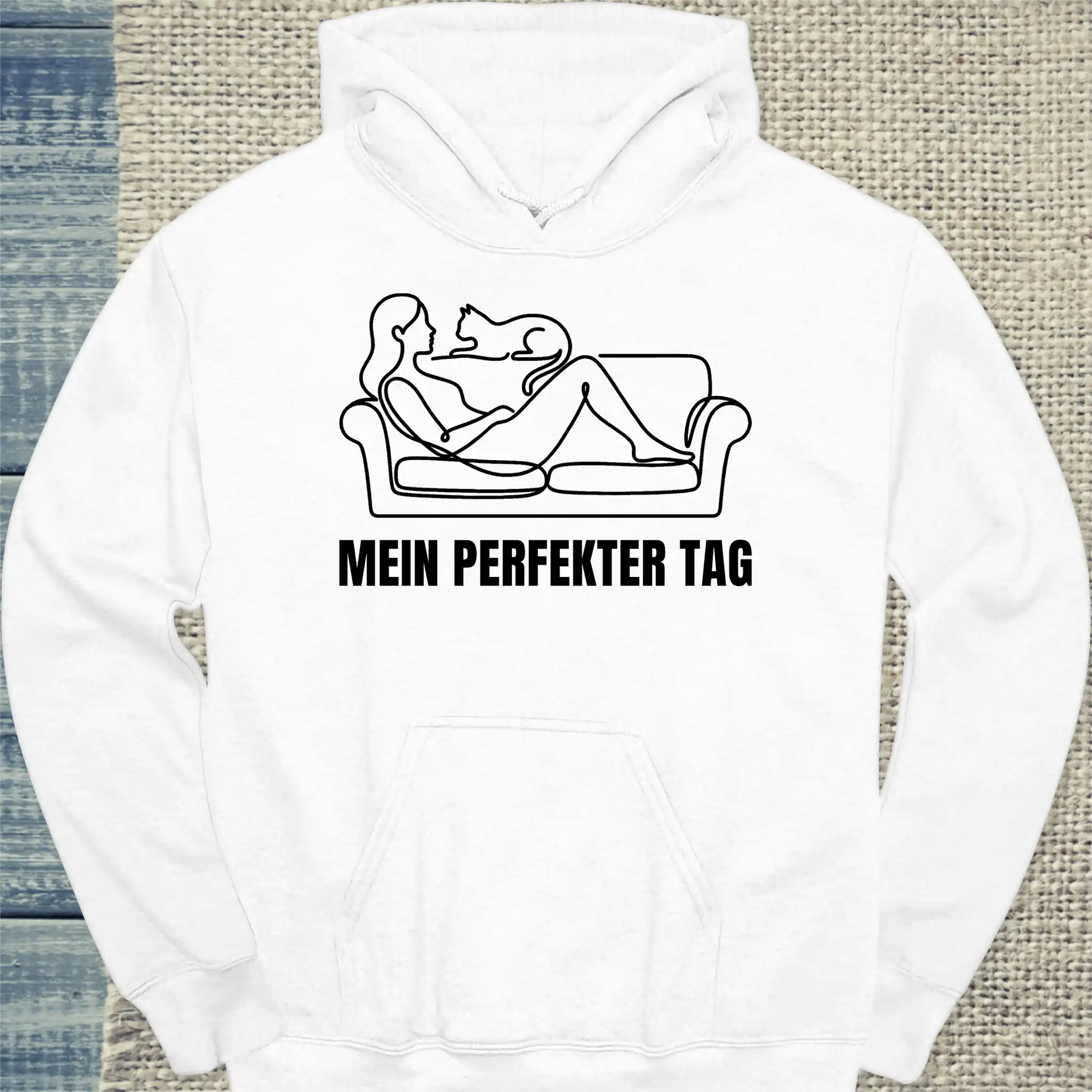 Hoodie - Mein perfekter Tag - Unisex - Katze Weiß