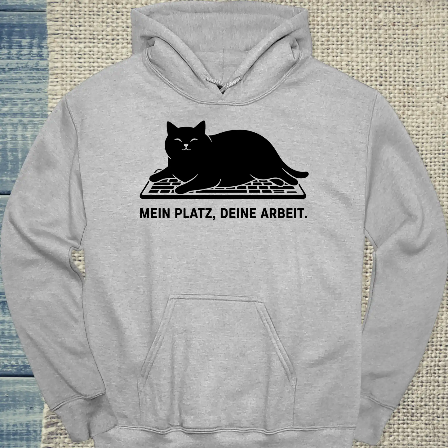 Hoodie - Mein Platz - Unisex - Katze Grau