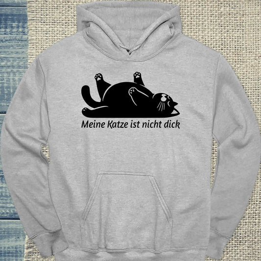 Hoodie - Meine Katze ist nicht dick - Unisex - Katze, Black Edition Grau