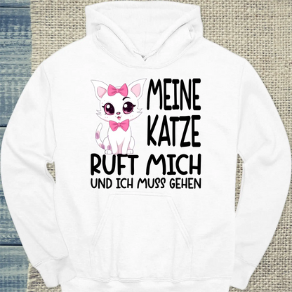Hoodie - Meine Katze ruft - Unisex - Katze Weiß