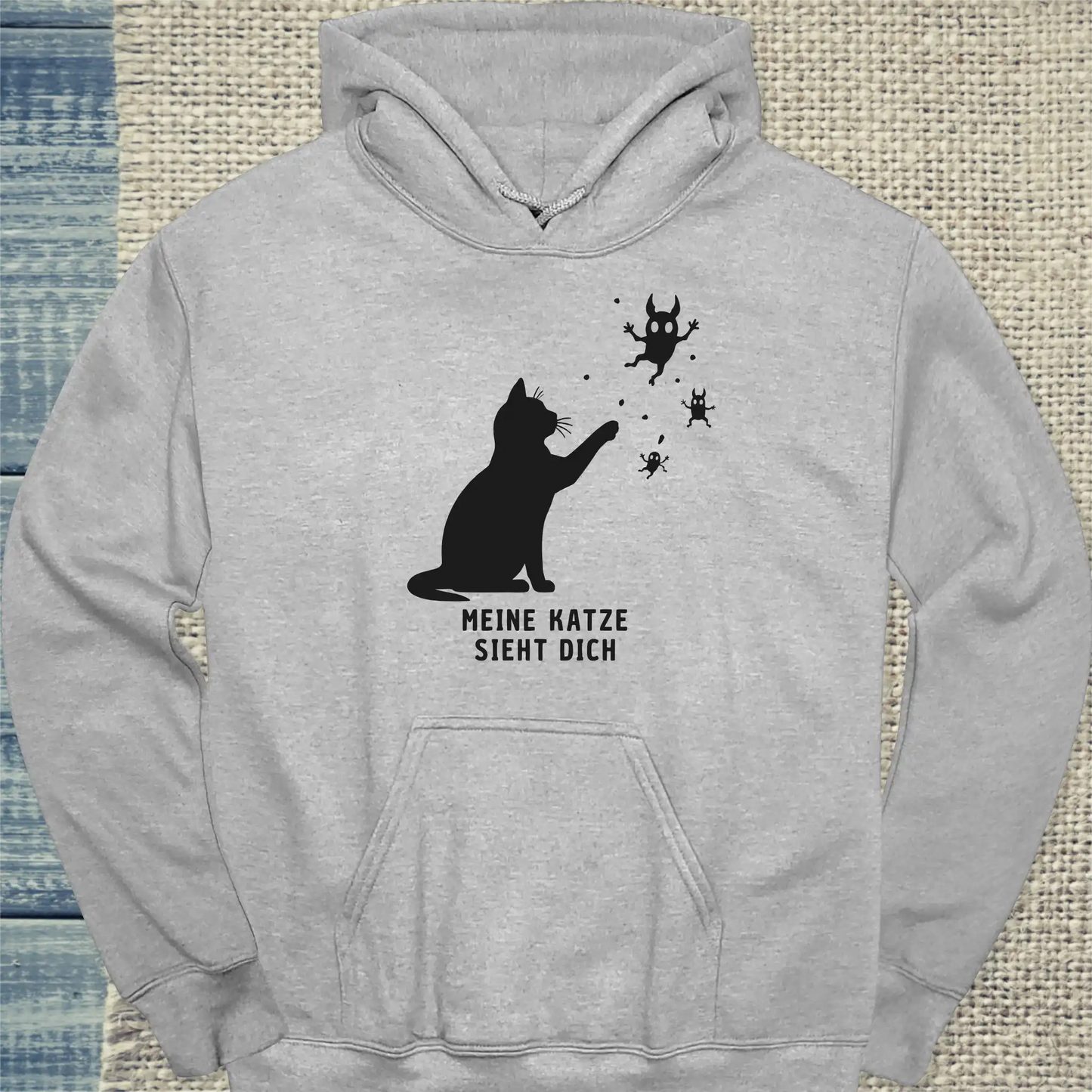 Hoodie - Meine Katze sieht dich - Unisex - Katze Grau