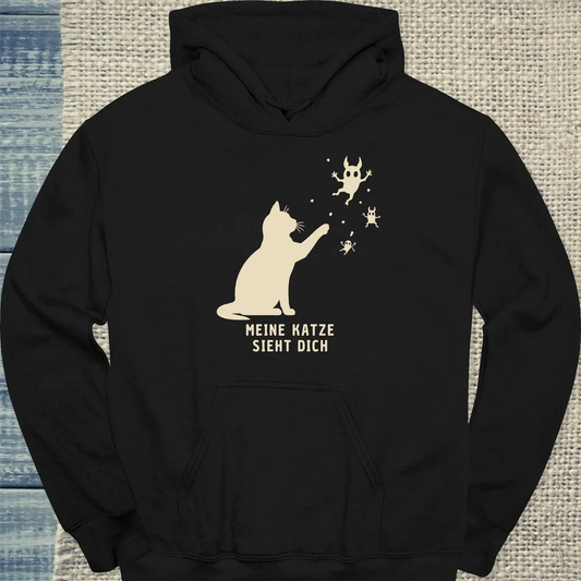 Hoodie - Meine Katze sieht dich - Unisex - Katze Schwarz