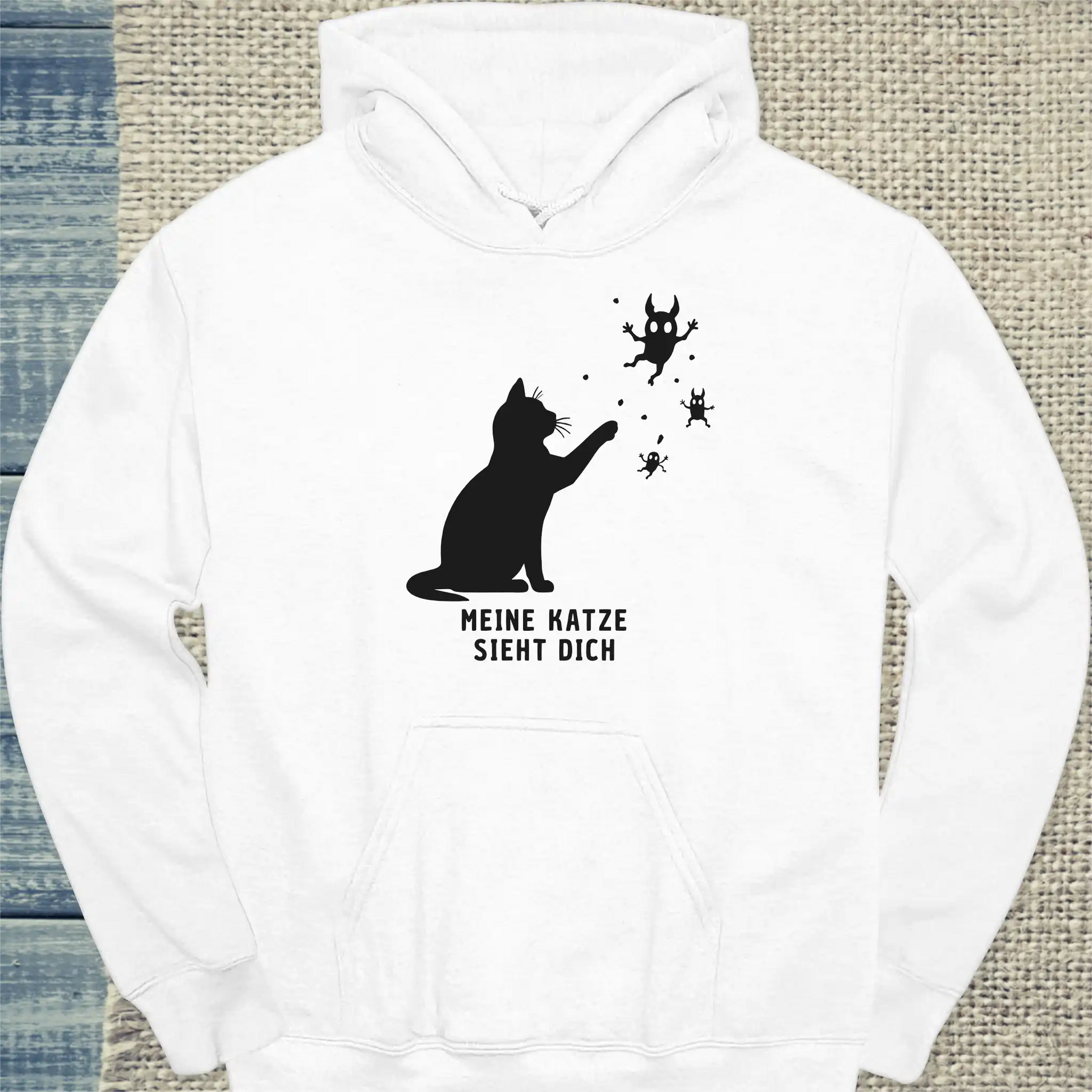 Hoodie - Meine Katze sieht dich - Unisex - Katze Weiß