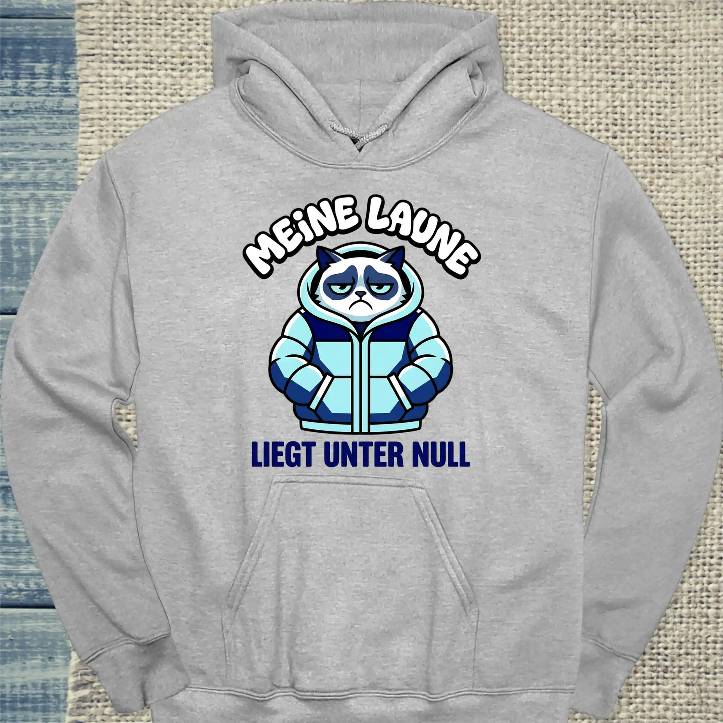 Hoodie - Meine Laune liegt unter Null - Unisex - Katze Grau