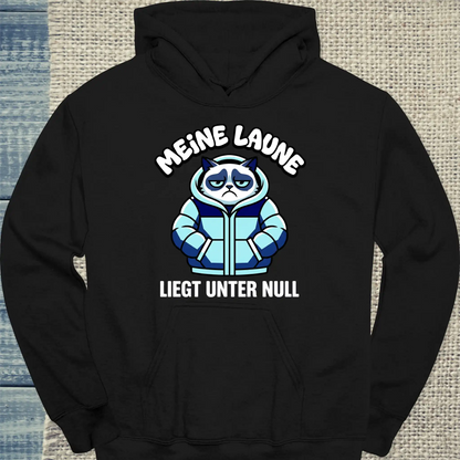 Hoodie - Meine Laune liegt unter Null - Unisex - Katze Schwarz