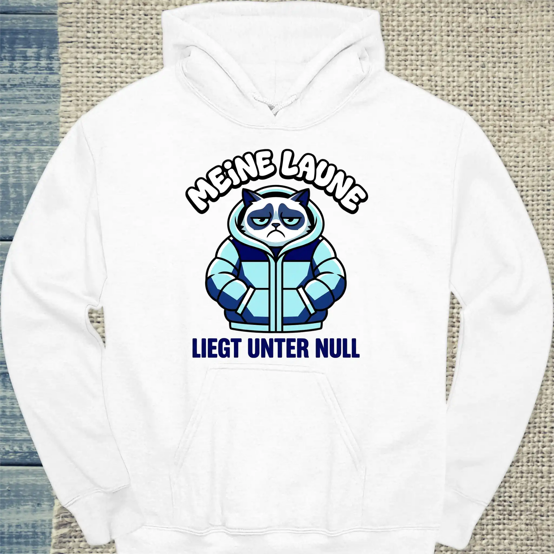 Hoodie - Meine Laune liegt unter Null - Unisex - Katze Weiß