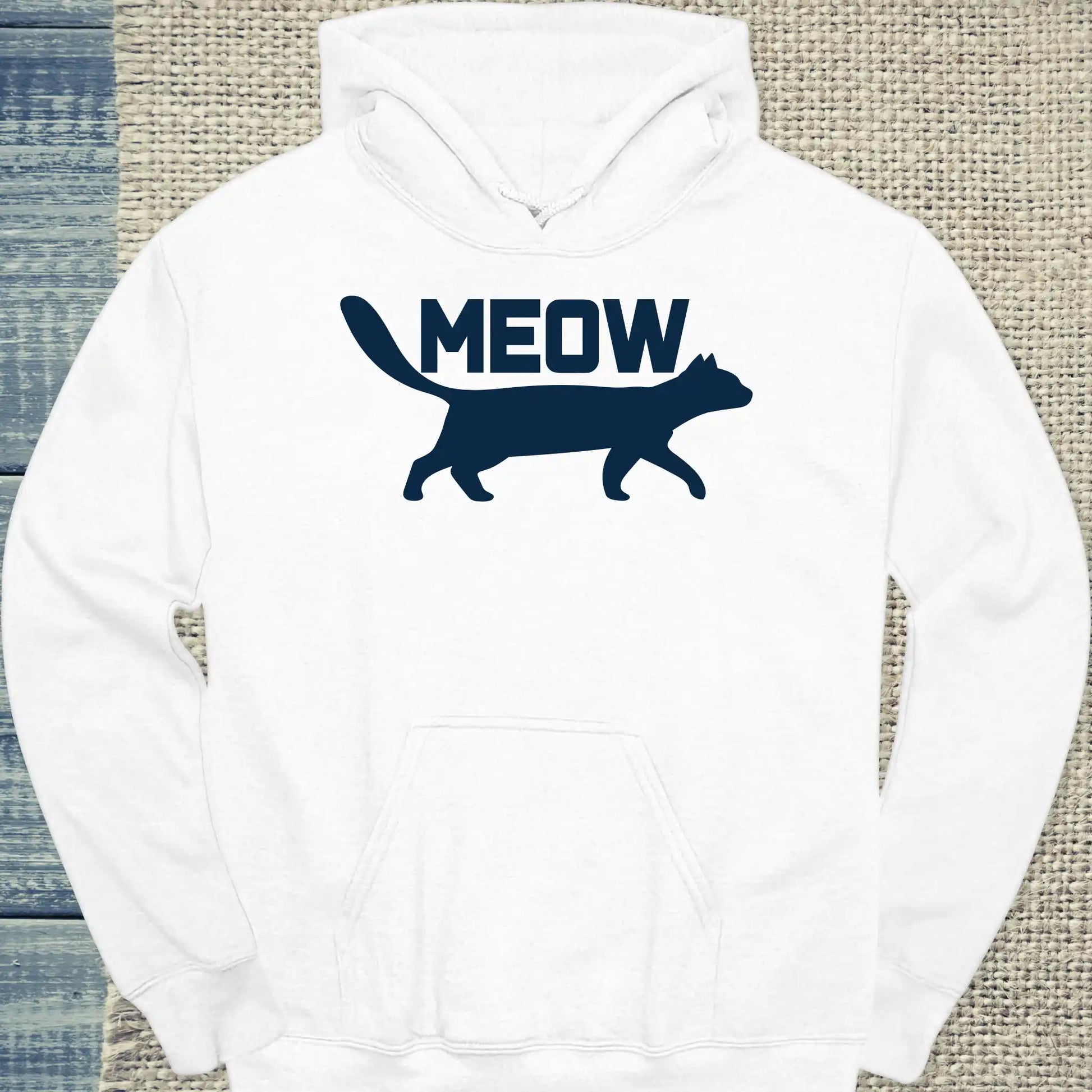Hoodie - Meow - Unisex - Katze Weiß