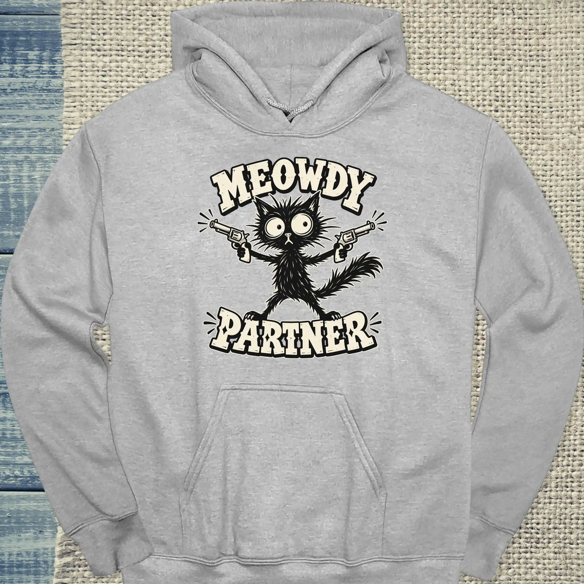 Hoodie - Meowdy Partner - Unisex - Katze Grau