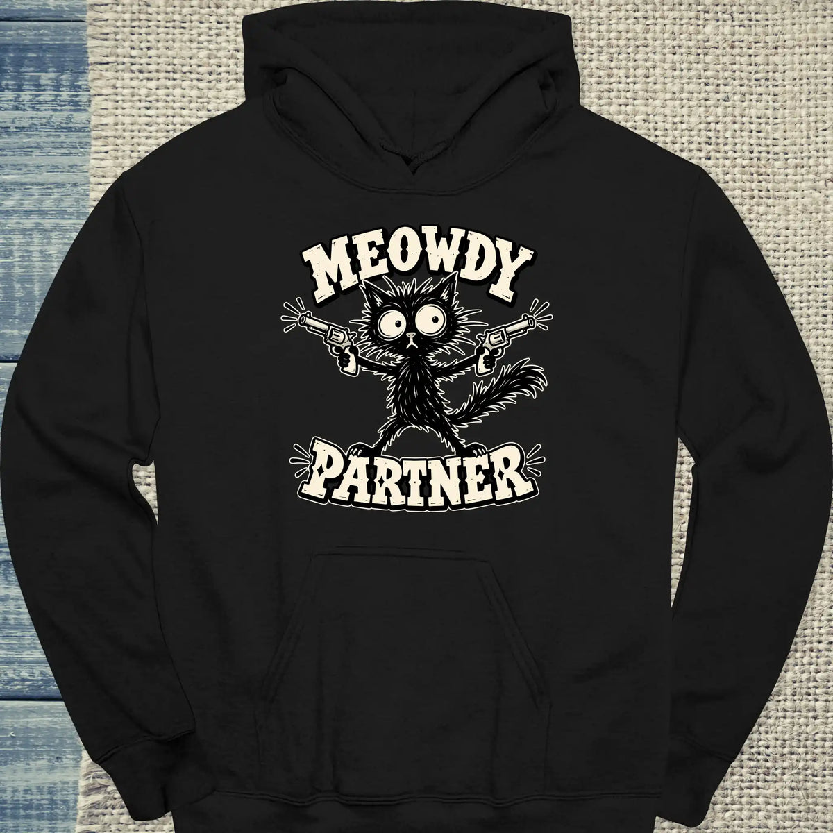 Hoodie - Meowdy Partner - Unisex - Katze Schwarz