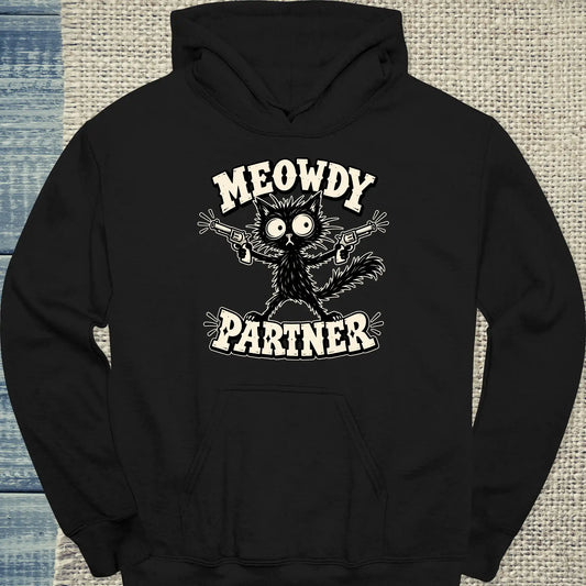Hoodie - Meowdy Partner - Unisex - Katze Schwarz