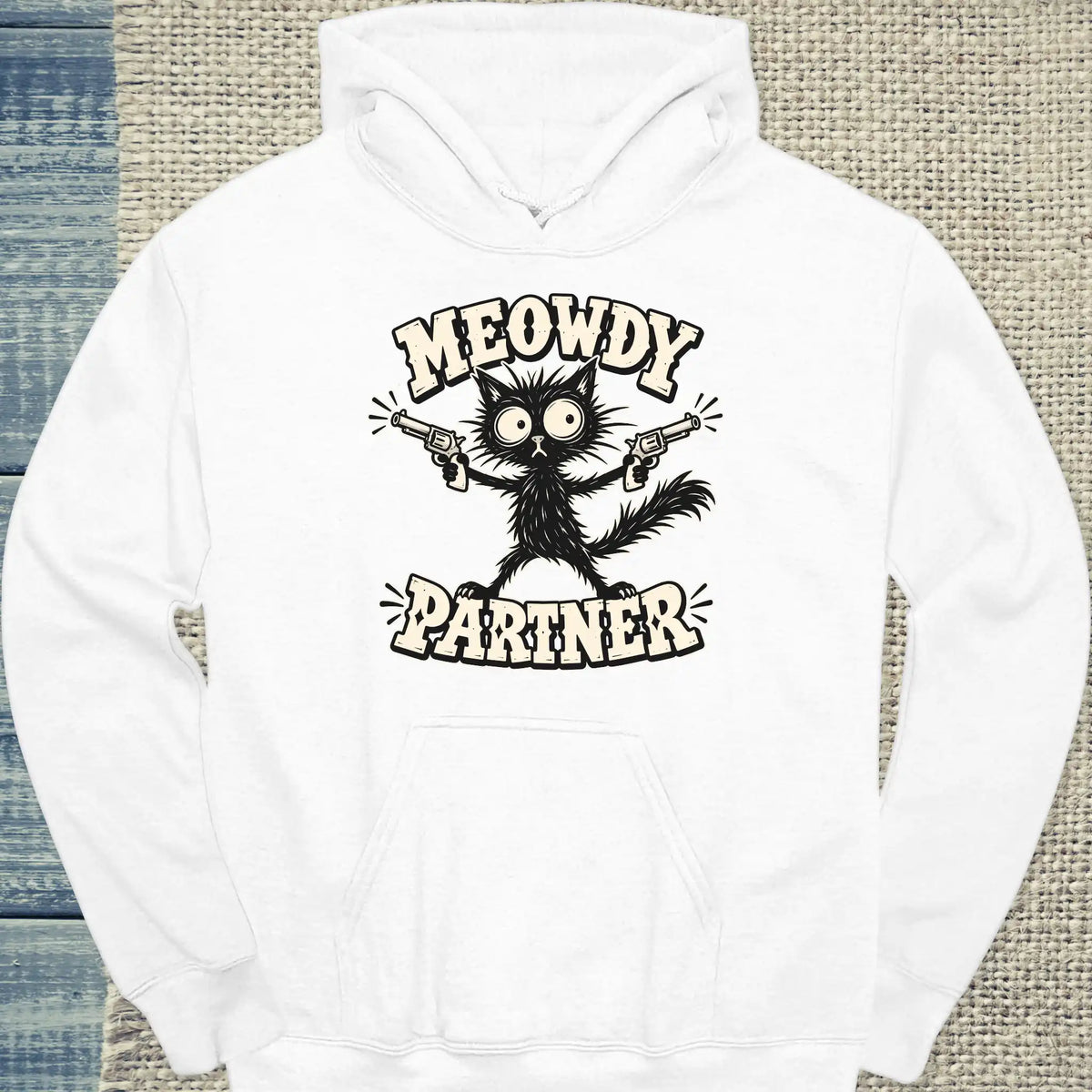Hoodie - Meowdy Partner - Unisex - Katze Weiß