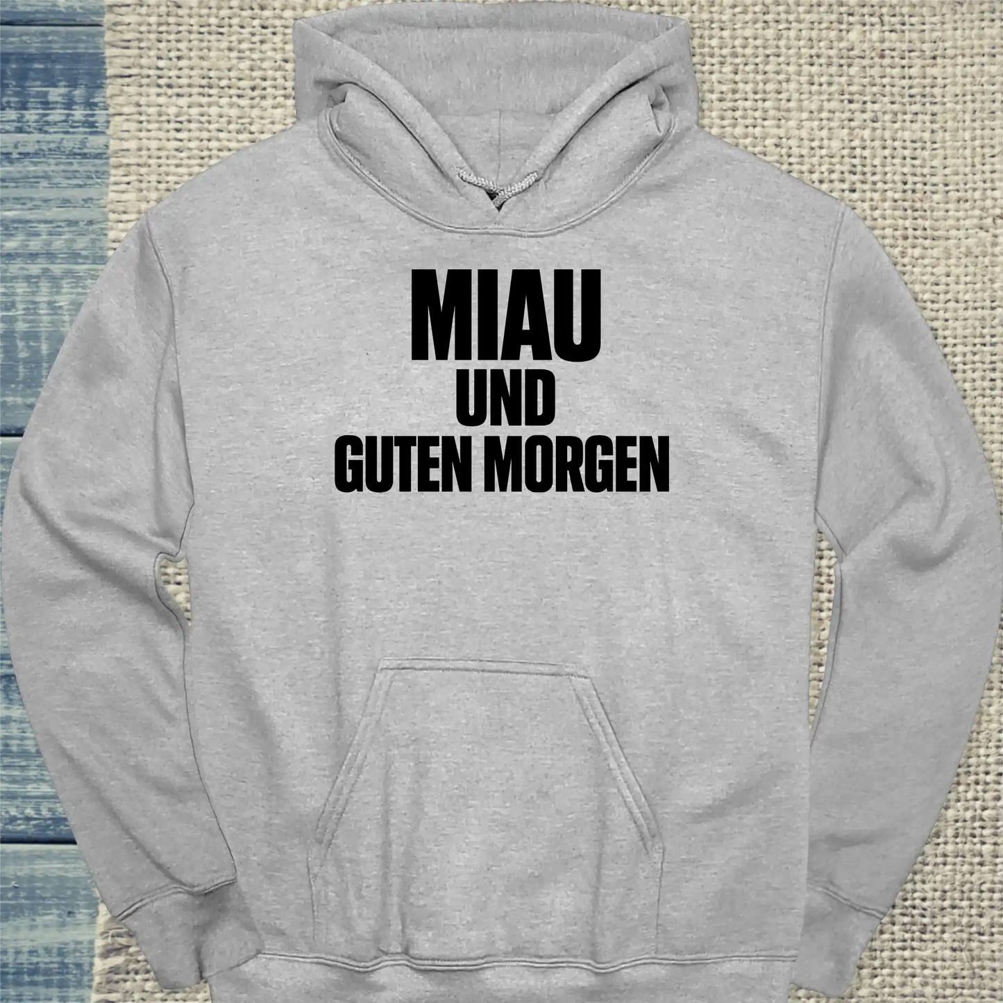 Hoodie - Miau und Guten Morgen - Unisex - Katze & Kaffee Grau