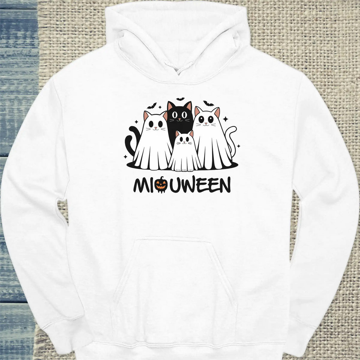 Hoodie - MiauWeen - Unisex - Katze, Halloween Weiß