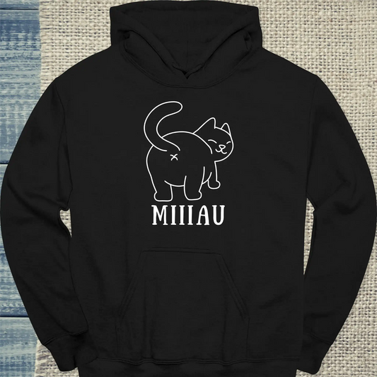 Hoodie - MIIIAU - Unisex - Katze Schwarz