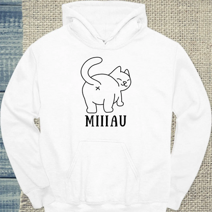 Hoodie - MIIIAU - Unisex - Katze Weiß