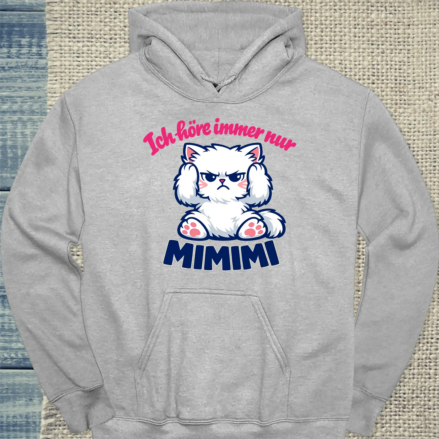 Hoodie - Mimimi - Unisex - Katze Grau