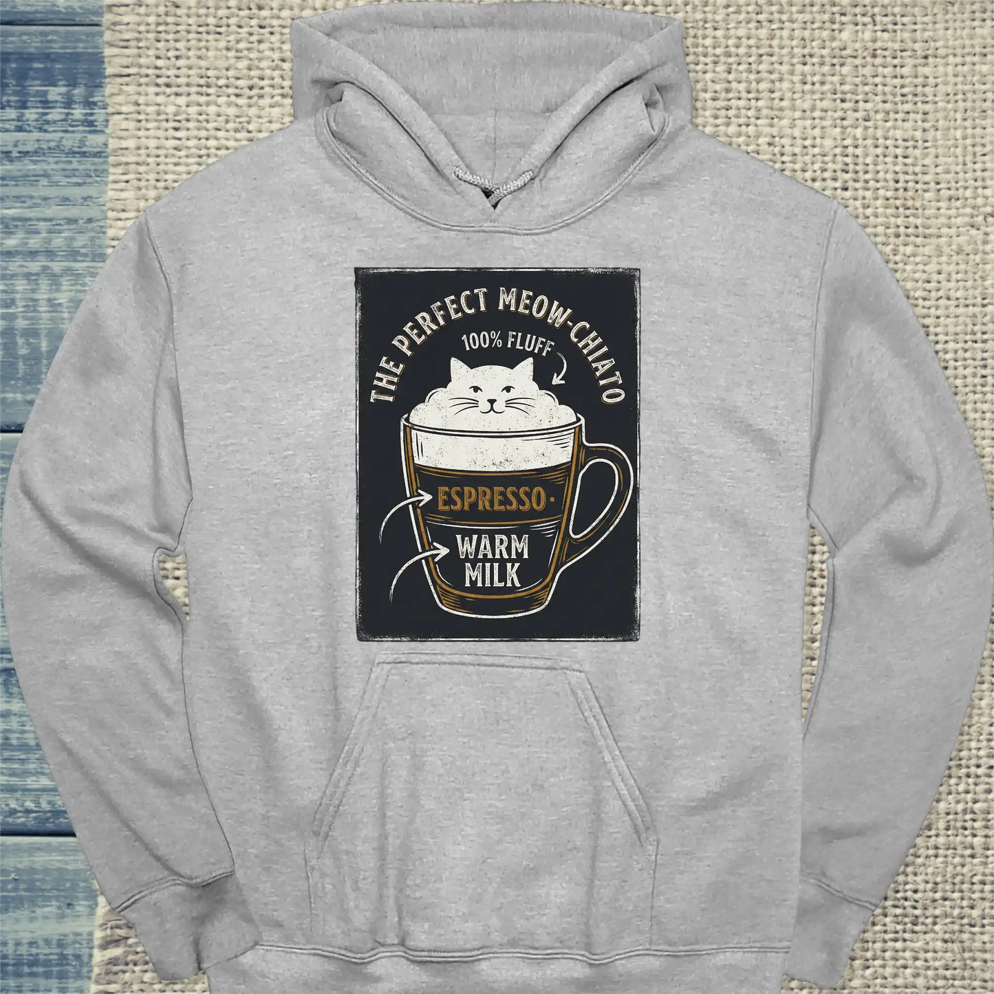 Hoodie - Miow-Chiato - Unisex - Katze & Kaffee Grau