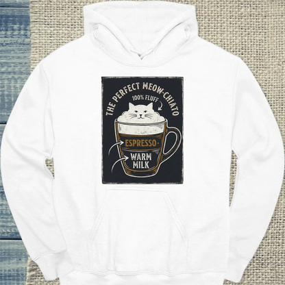 Hoodie - Miow-Chiato - Unisex - Katze & Kaffee Weiß