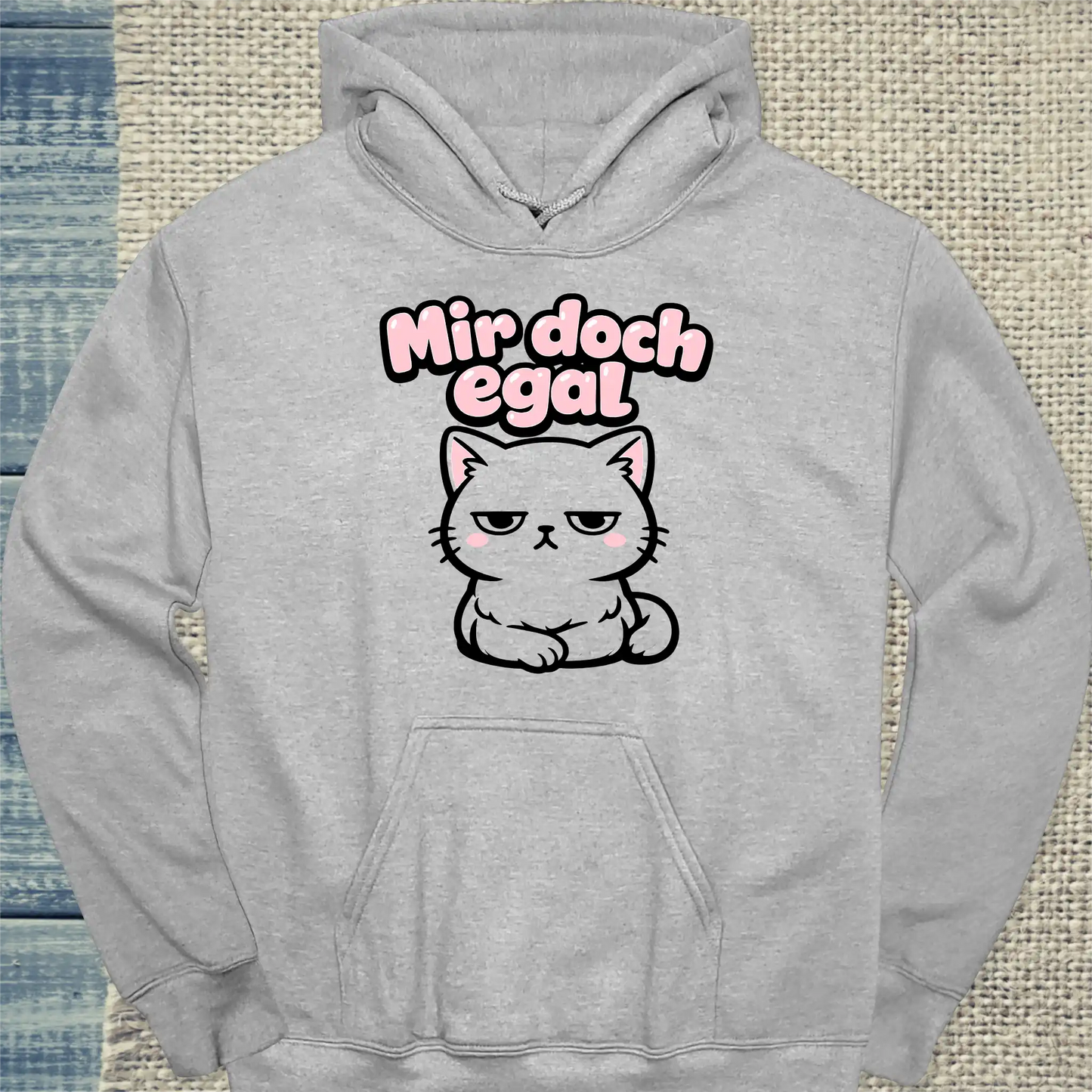 Hoodie - Mir doch egal - Unisex - Katze Grau