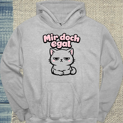 Hoodie - Mir doch egal - Unisex - Katze Grau