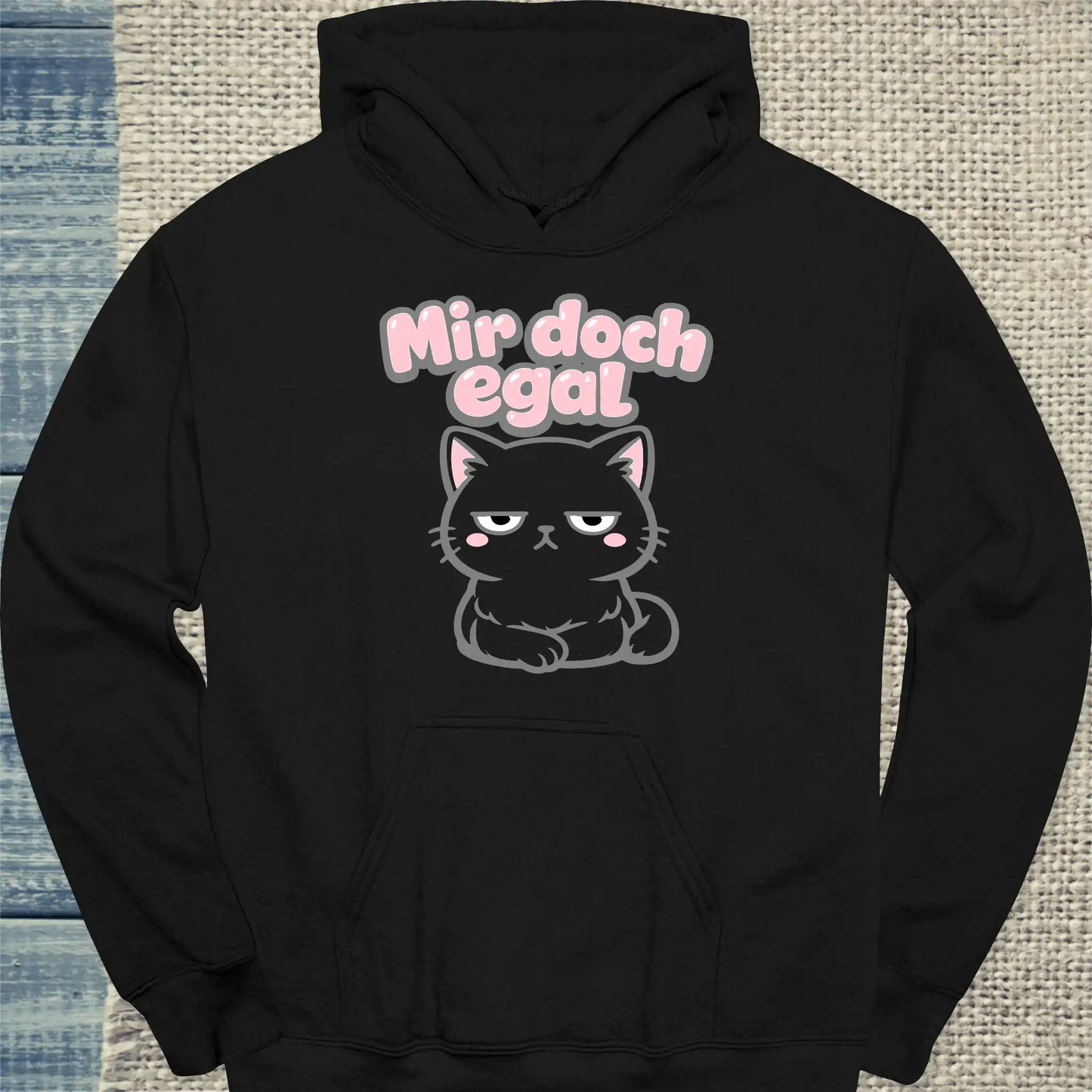 Hoodie - Mir doch egal - Unisex - Katze Schwarz