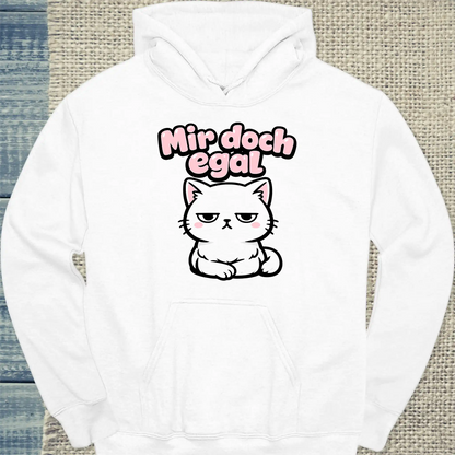 Hoodie - Mir doch egal - Unisex - Katze Weiß