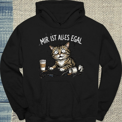 Hoodie - Mir ist alles egal - Unisex - Katze Schwarz