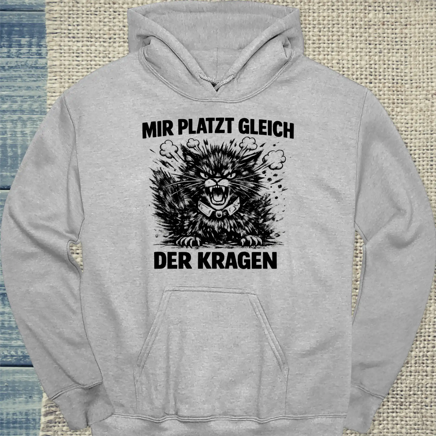 Hoodie - Mir platzt gleich der Kragen - Unisex - Katze Grau