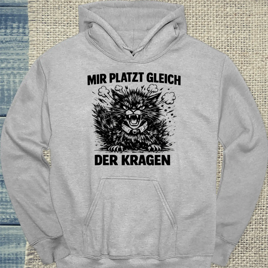 Hoodie - Mir platzt gleich der Kragen - Unisex - Katze Grau
