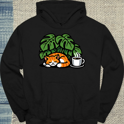 Hoodie - Monstera - Unisex - Katze Schwarz