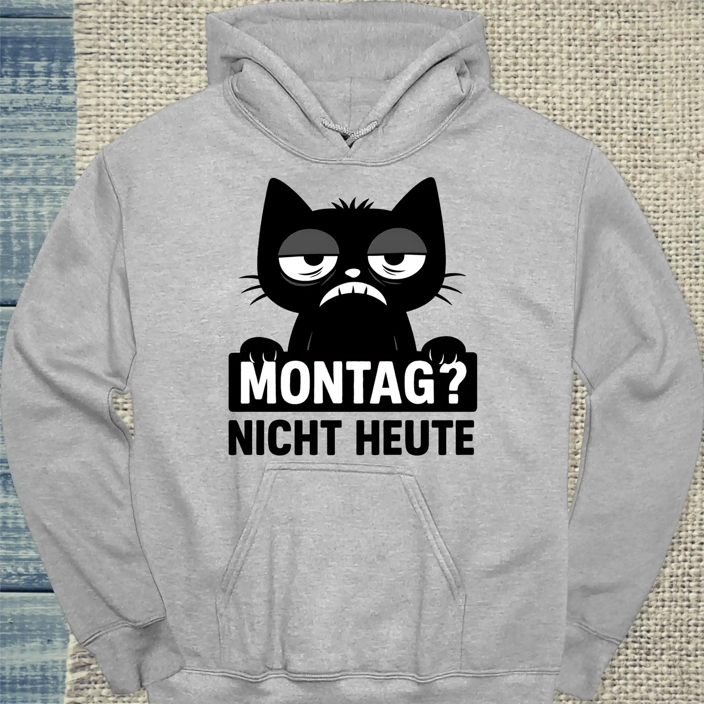 Hoodie - Montag? Nicht Heute - Katze - Unisex - Katze Grau