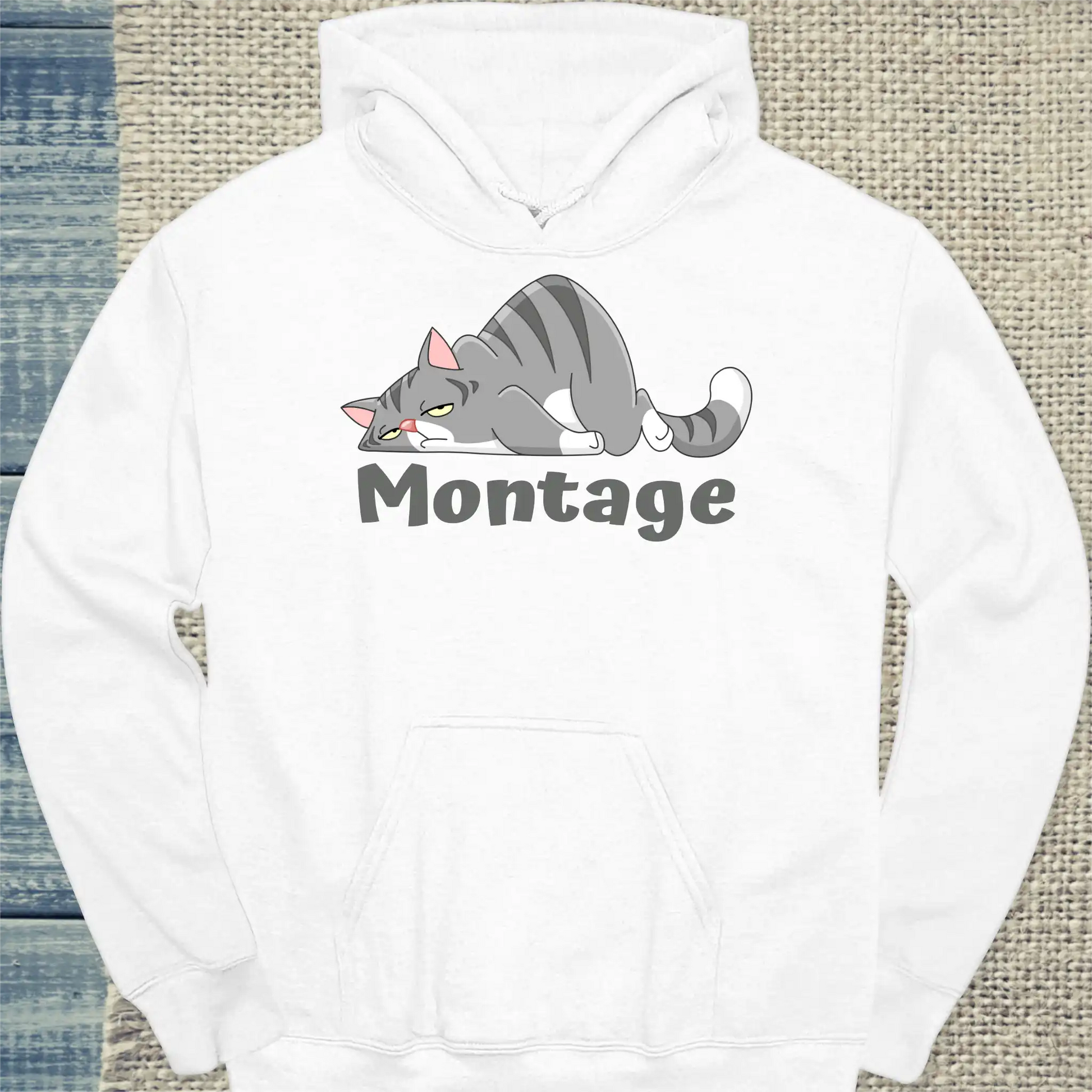 Hoodie - Montage - Unisex - Katze Weiß