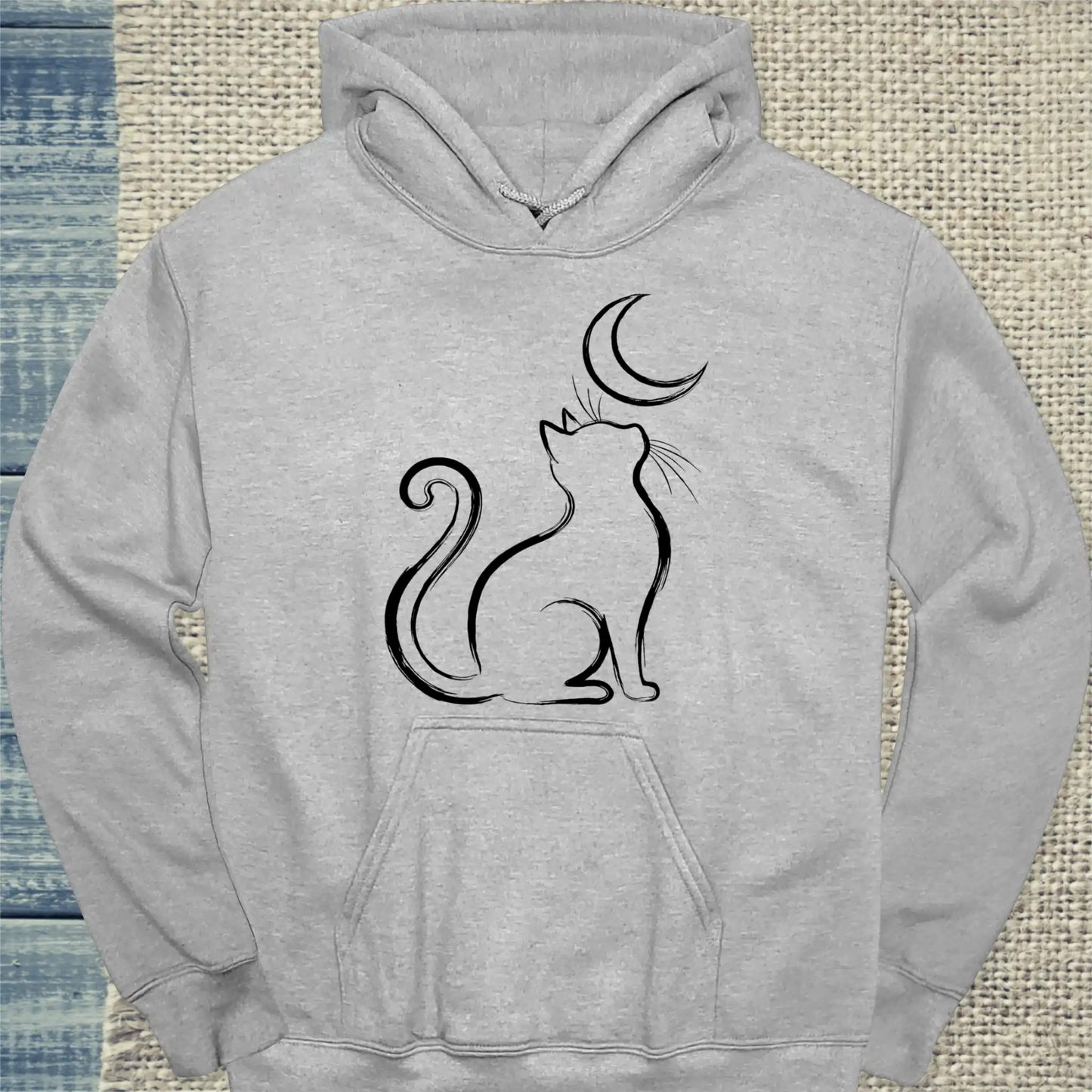 Hoodie - Moon Cat - Unisex - Katze Grau