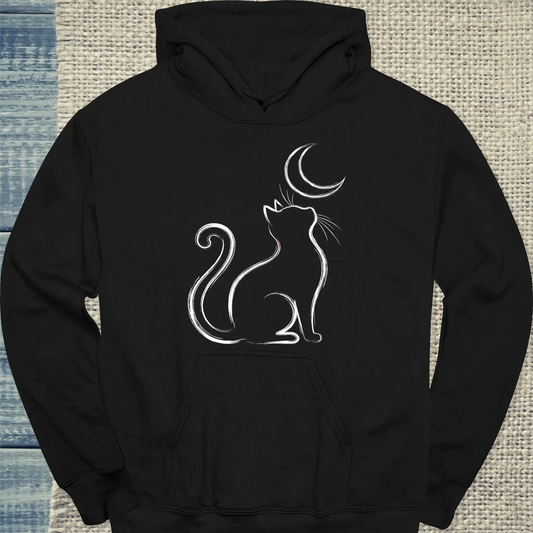 Hoodie - Moon Cat - Unisex - Katze Schwarz