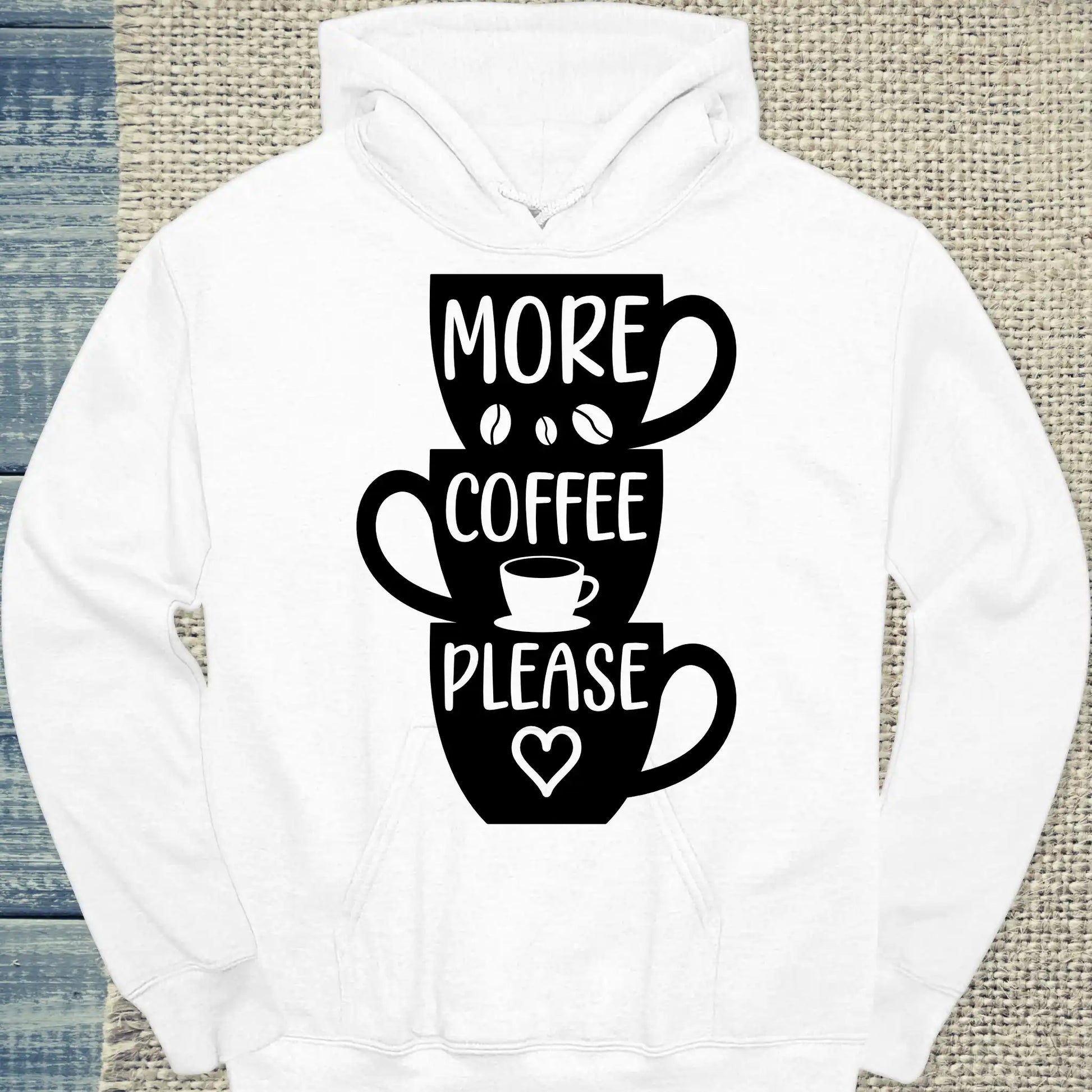 Hoodie - More Coffee Please - Unisex - Kaffee Weiß