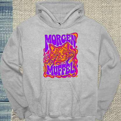 Hoodie - Morgenmuffel - Unisex - Katze & Kaffee Grau