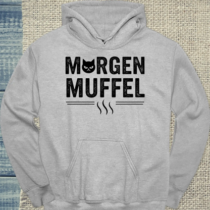 Hoodie - Morgenmuffel - Unisex - Katze & Kaffee Grau