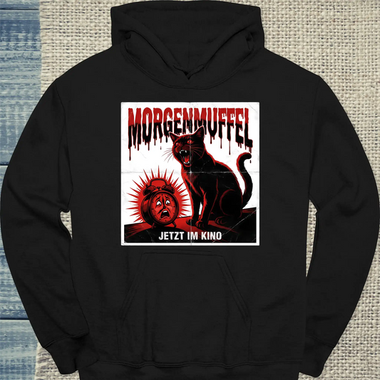 Hoodie - Morgenmuffel - Kino - Unisex - Katze & Kaffee Schwarz