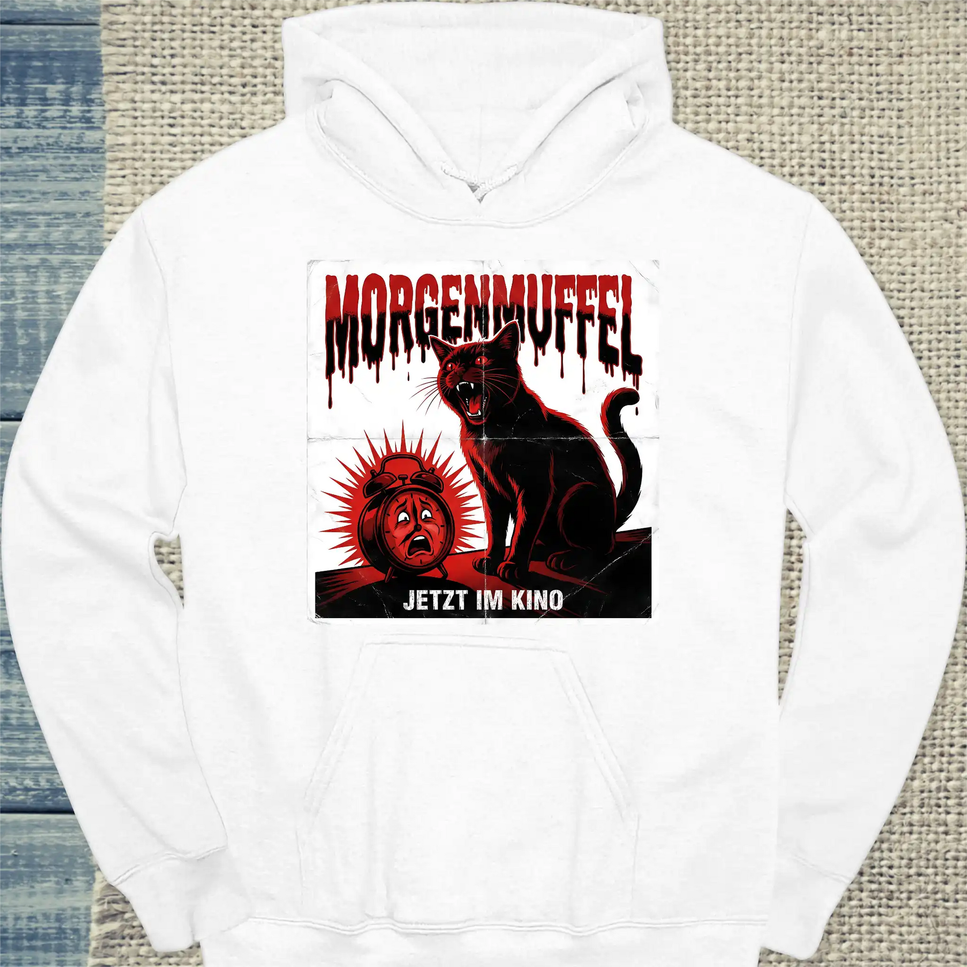 Hoodie - Morgenmuffel - Kino - Unisex - Katze & Kaffee Weiß