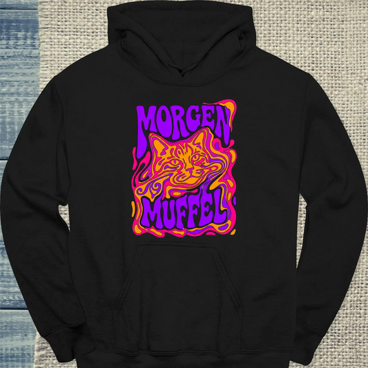 Hoodie - Morgenmuffel - Unisex - Katze & Kaffee Schwarz