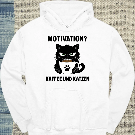 Hoodie - Motivation - Unisex - Katze & Kaffee Weiß