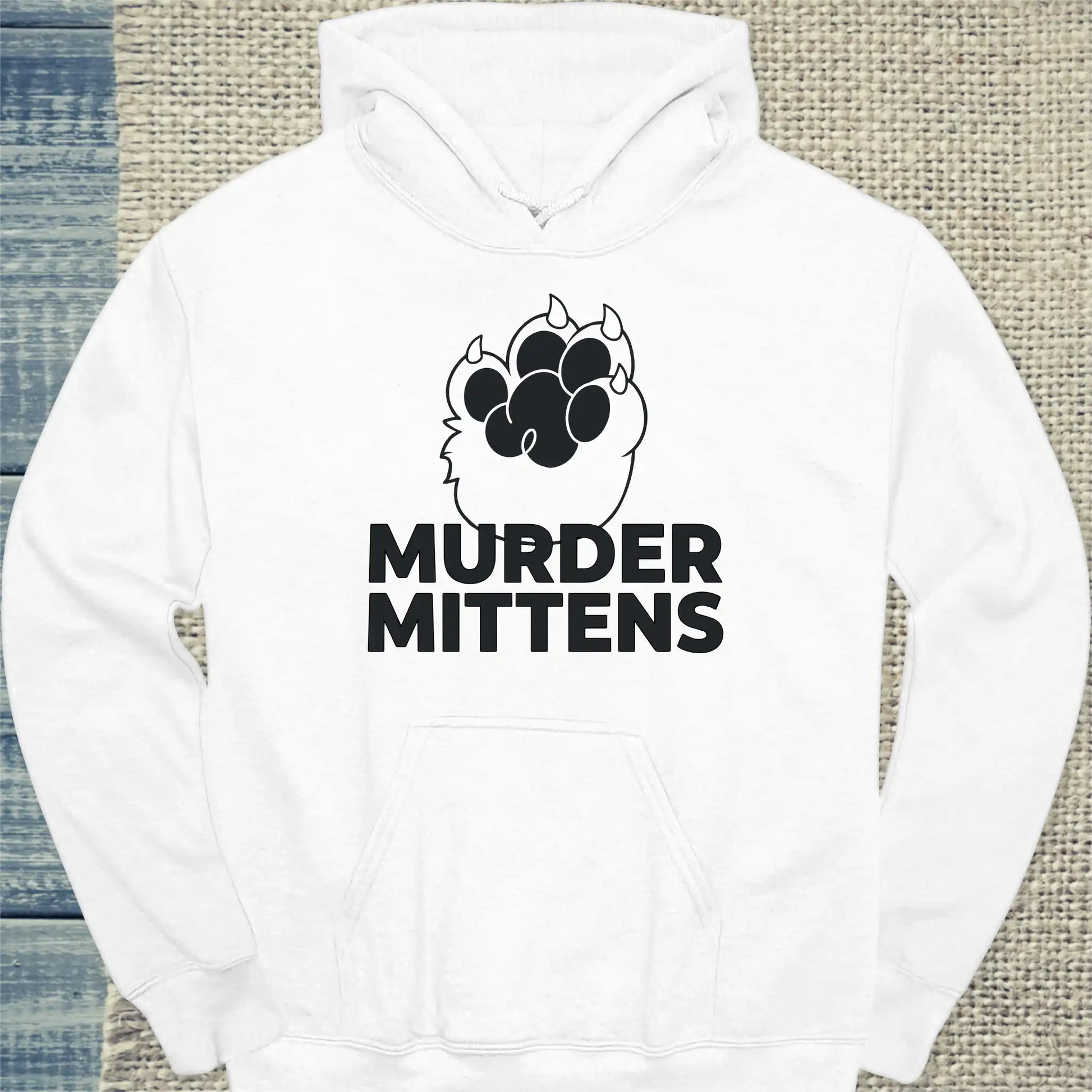 Hoodie - Murder Mittens - Unisex - Katze Weiß