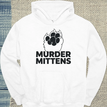 Hoodie - Murder Mittens - Unisex - Katze Weiß