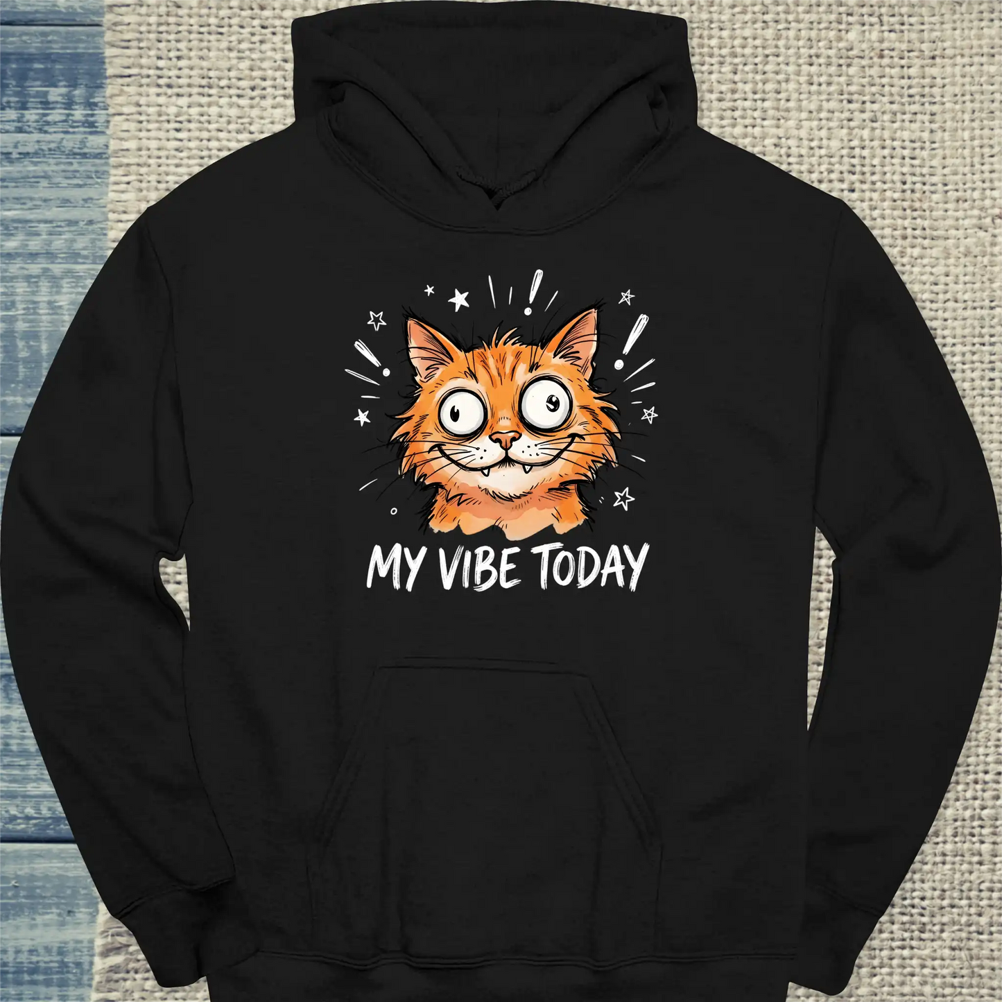 Hoodie - My Vibe Today - Unisex - Katze, Orange Schwarz